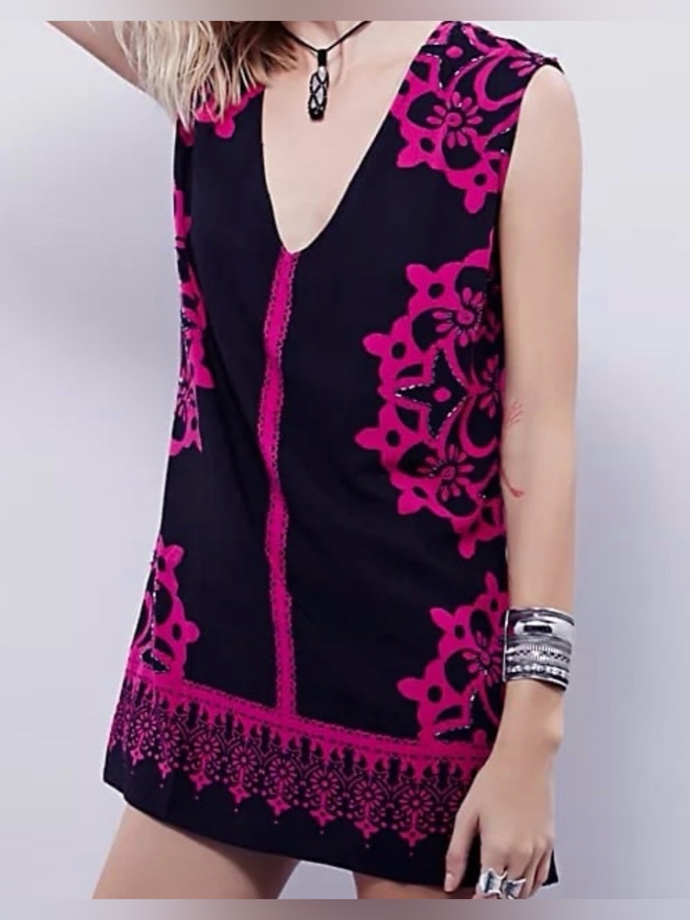 Free People Geodesic Beaded Dunes Shift Dress (Preloved)